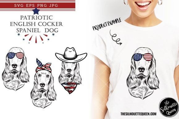English Cocker Spaniel Dog Patriotic Cut